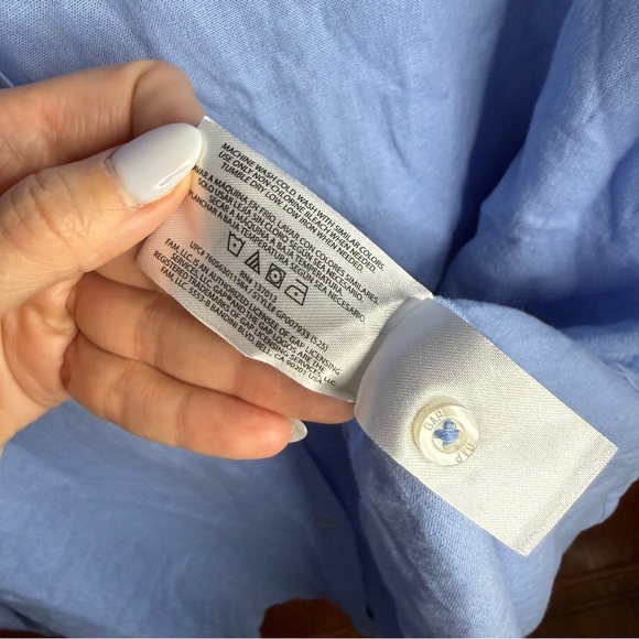 NWT GAP Linen Blend Light Blue Button-Down Top Women’s Size XXL - Picture 6 of 7